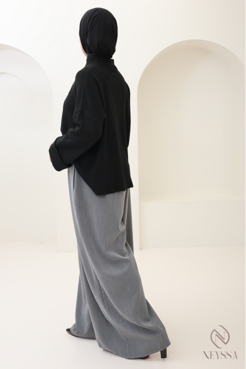 Wide-leg balloon-cut tailored palazzo trousers, trendy and modest