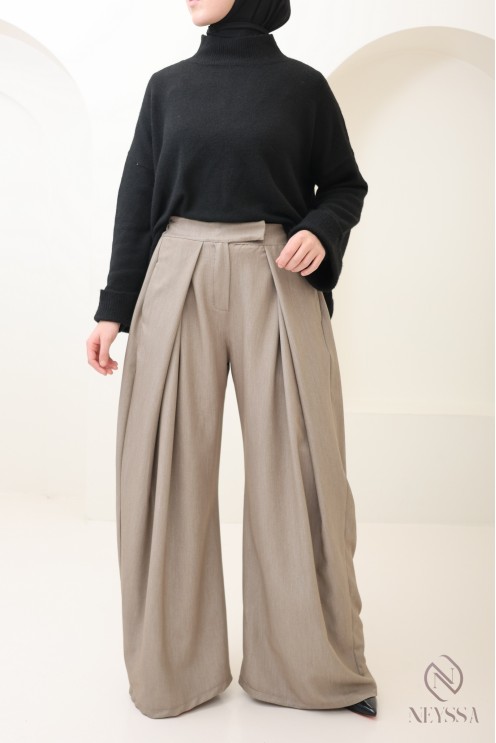 palazzo large coupe ballon à pinces tailleur, tendance et modeste