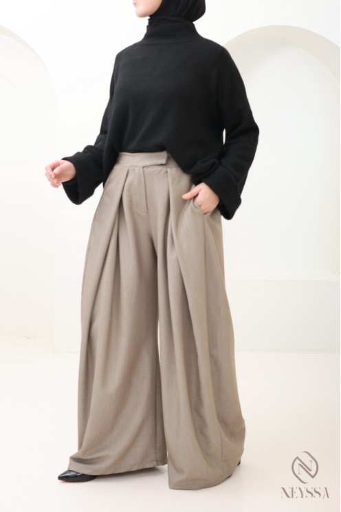 palazzo large coupe ballon à pinces tailleur, tendance et modeste