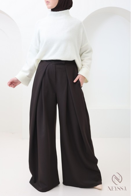 palazzo large coupe ballon à pinces tailleur, tendance et modeste