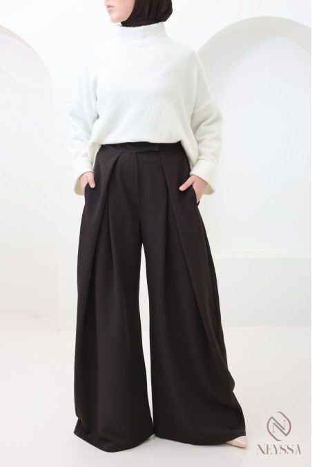 palazzo large coupe ballon à pinces tailleur, tendance et modeste