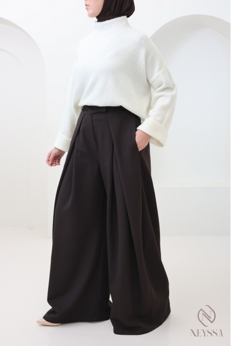 palazzo large coupe ballon à pinces tailleur, tendance et modeste