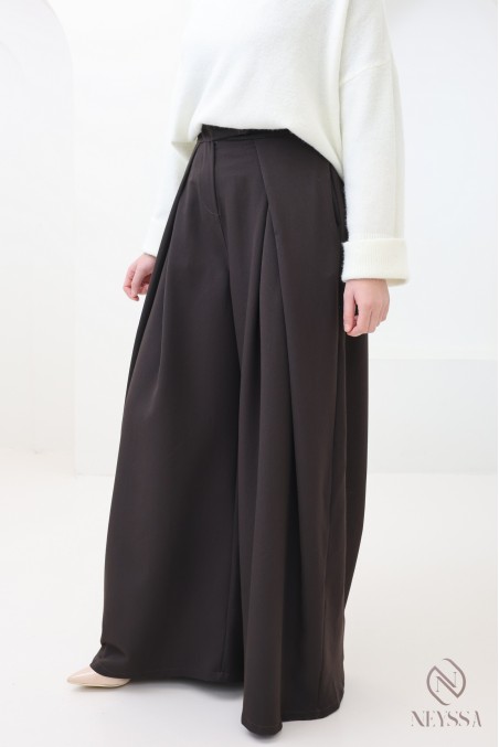 palazzo large coupe ballon à pinces tailleur, tendance et modeste