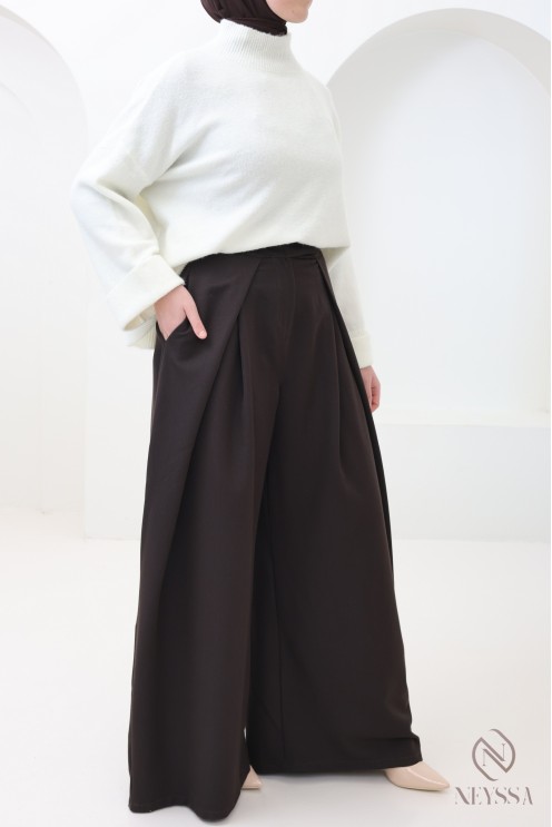 palazzo large coupe ballon à pinces tailleur, tendance et modeste