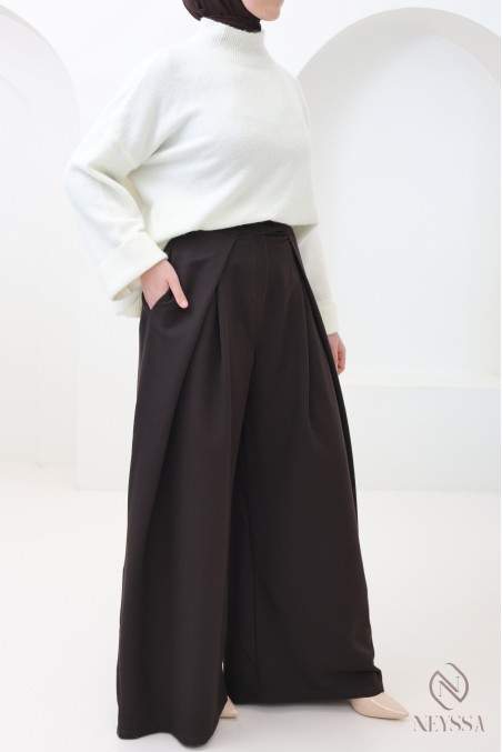 palazzo large coupe ballon à pinces tailleur, tendance et modeste