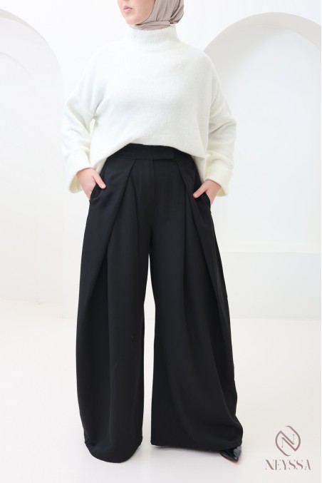 palazzo large coupe ballon à pinces tailleur, tendance et modeste