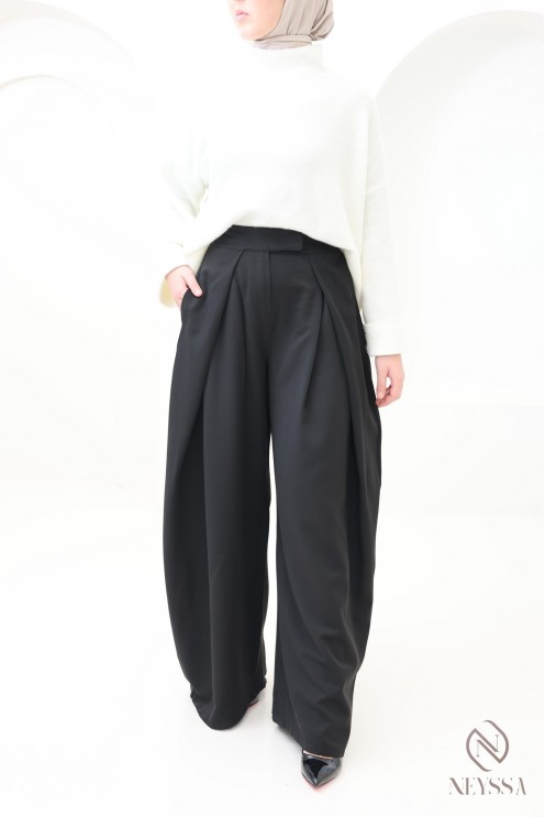 palazzo large coupe ballon à pinces tailleur, tendance et modeste