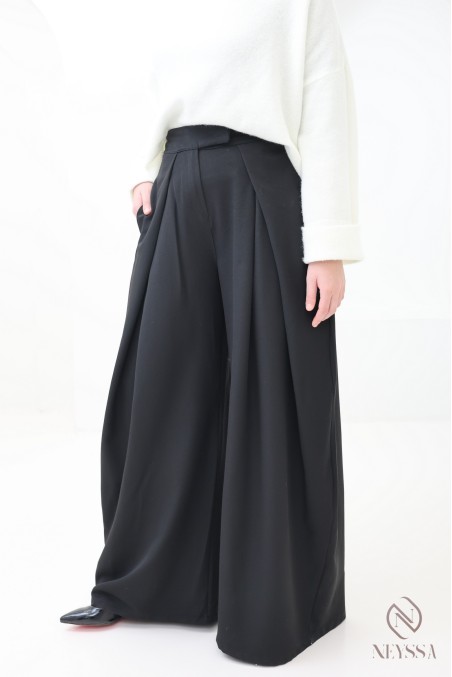 palazzo large coupe ballon à pinces tailleur, tendance et modeste