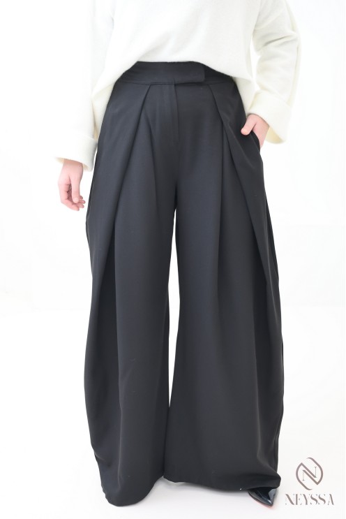 palazzo large coupe ballon à pinces tailleur, tendance et modeste