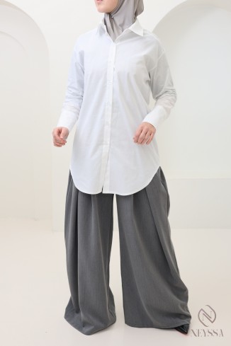 Elegant shirt with tie belt, cotton fabric 2