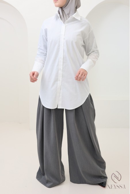 Chemise élégante avec lien de cintrage, tissu coton