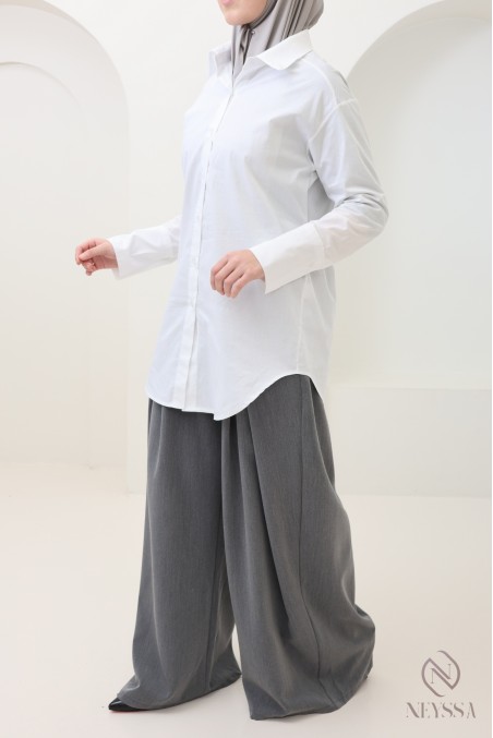 Elegant shirt with tie belt, cotton fabric