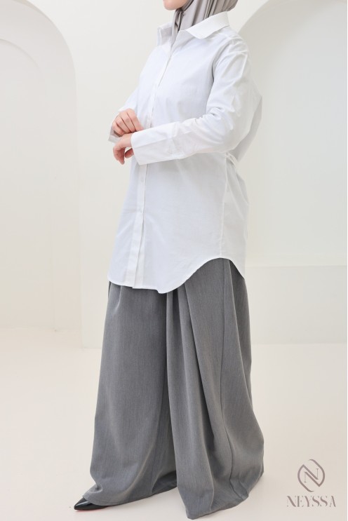 Chemise élégante avec lien de cintrage, tissu coton