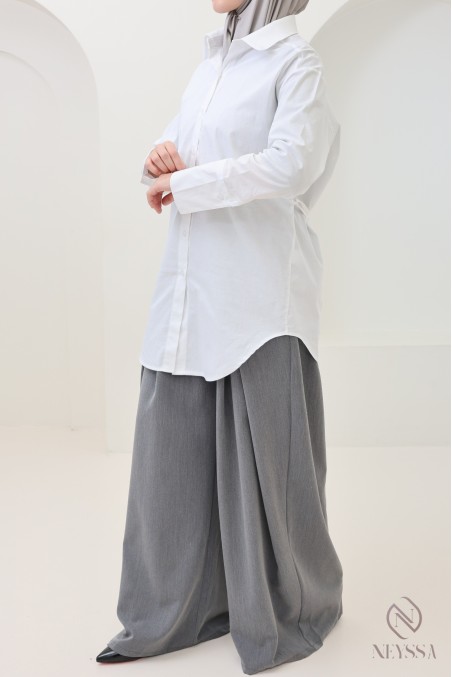 Elegantes Hemd mit Taillenkordel, Baumwollstoff