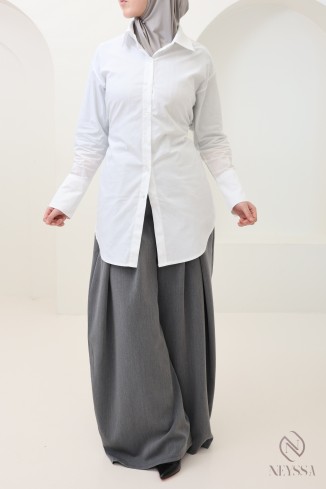 Elegantes Hemd mit Taillenkordel, Baumwollstoff