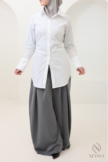 Elegantes Hemd mit Taillenkordel, Baumwollstoff