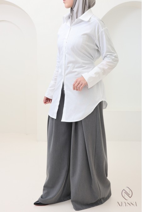 Elegant shirt with tie belt, cotton fabric