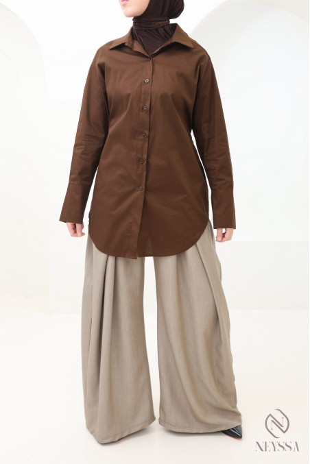 Elegantes Hemd mit Taillenkordel, Baumwollstoff