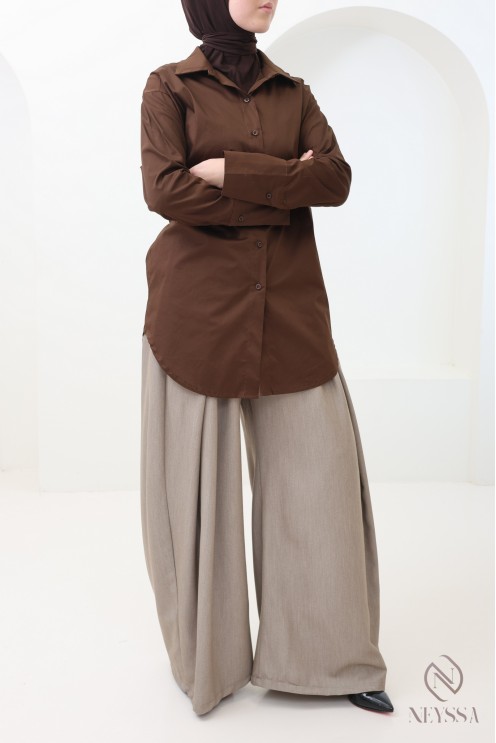 Elegantes Hemd mit Taillenkordel, Baumwollstoff