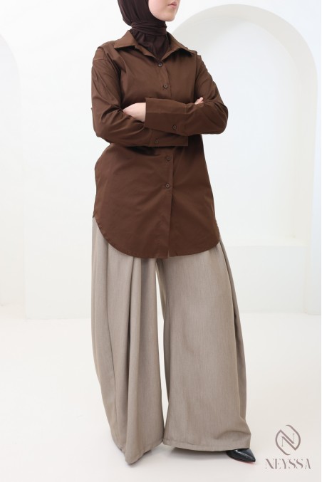 Elegantes Hemd mit Taillenkordel, Baumwollstoff