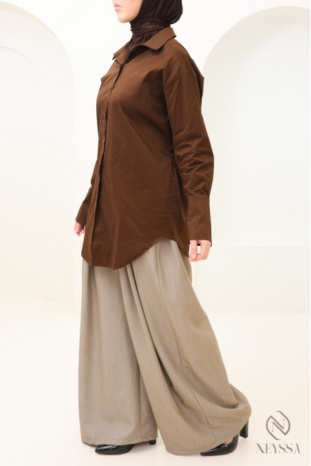 Elegantes Hemd mit Taillenkordel, Baumwollstoff