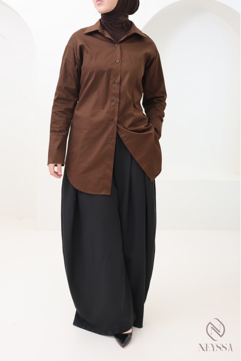 Elegantes Hemd mit Taillenkordel, Baumwollstoff