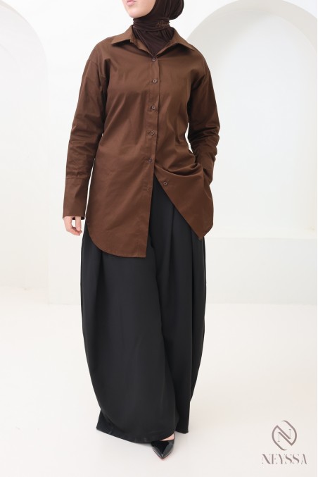 Wide-leg balloon-cut tailored palazzo trousers, trendy and modest