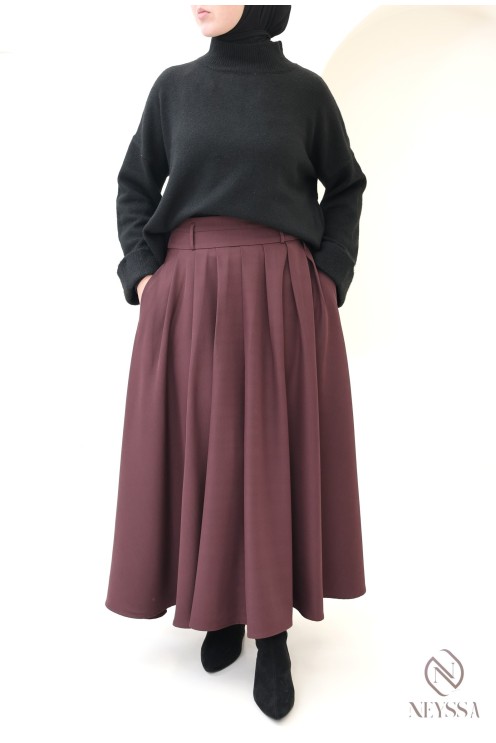 jupe longue tailleur à pinces avec poches, coupe évasée