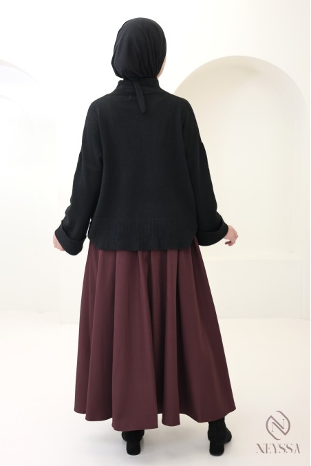 jupe longue tailleur à pinces avec poches, coupe évasée