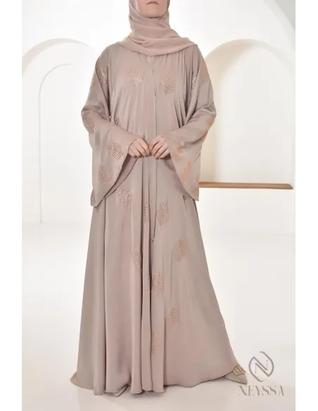 Abaya Dubai with rhinestones umbrella cut, party abaya women hijabi