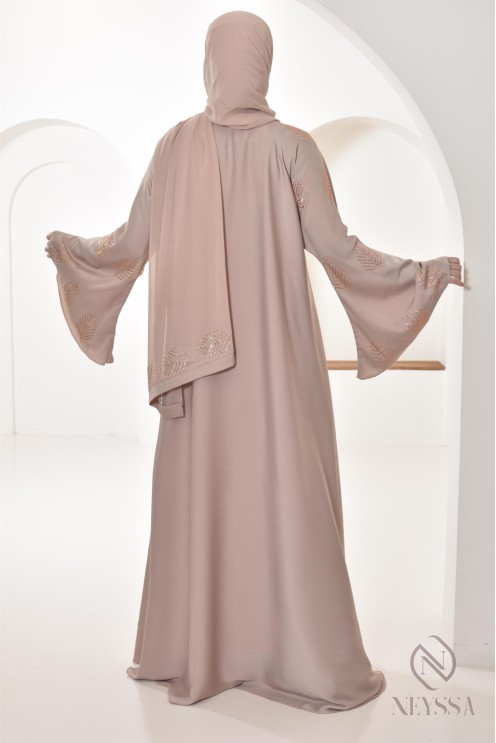 Abaya Dubai with rhinestones umbrella cut, party abaya women hijabi