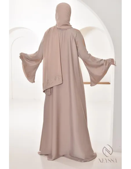 Abaya Dubai with rhinestones umbrella cut, party abaya women hijabi