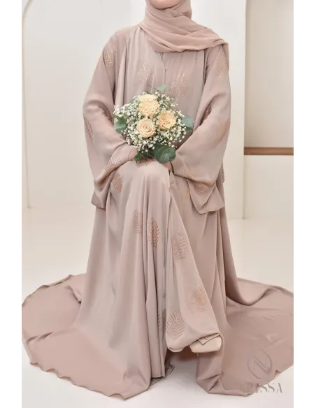 Abaya Dubai à strass coupe umbrella, abaya de fêtes pour femme hijabi