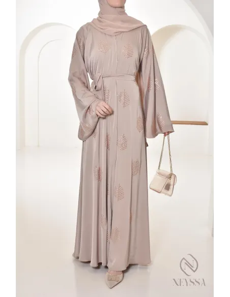 Abaya Dubai with rhinestones umbrella cut, party abaya women hijabi