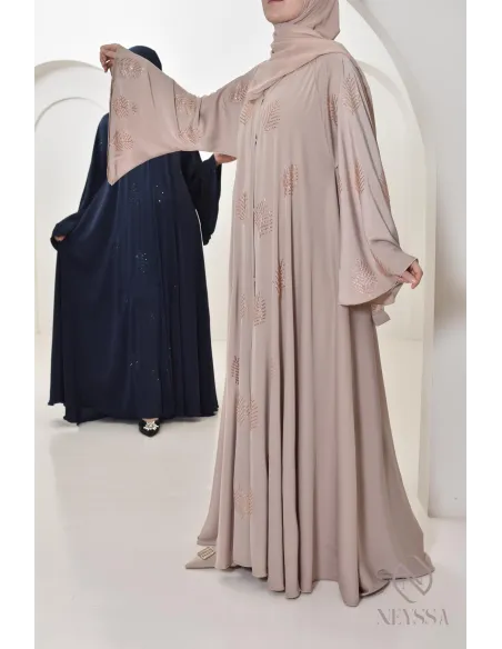 Abaya Dubai à strass coupe umbrella, abaya de fêtes pour femme hijabi