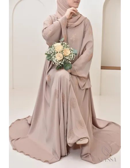 Abaya Dubai à strass coupe umbrella, abaya de fêtes pour femme hijabi