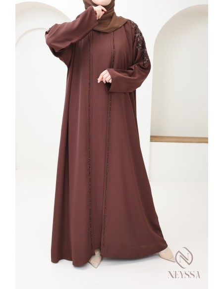 High-quality brown Eid kimono Abaya Dubai for women