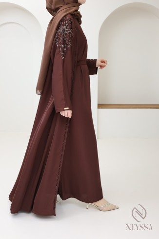 Braune Abaya Dubai Kimono für Eid von hoher Qualität für Frauen 2