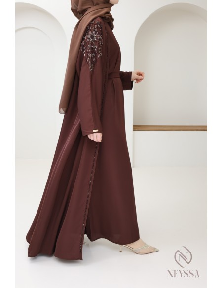 Braune Abaya Dubai Kimono für Eid von hoher Qualität für Frauen