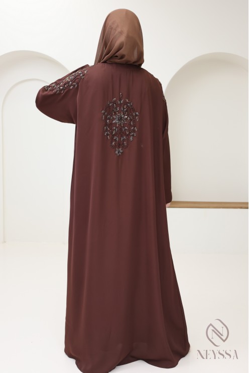 Braune Abaya Dubai Kimono für Eid von hoher Qualität für Frauen