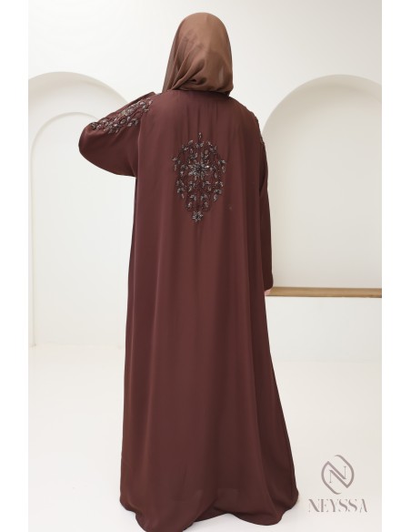 Braune Abaya Dubai Kimono für Eid von hoher Qualität für Frauen