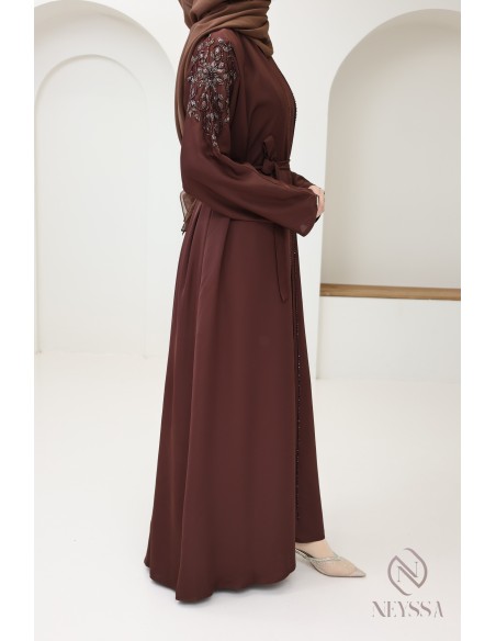 High-quality brown Eid kimono Abaya Dubai for women