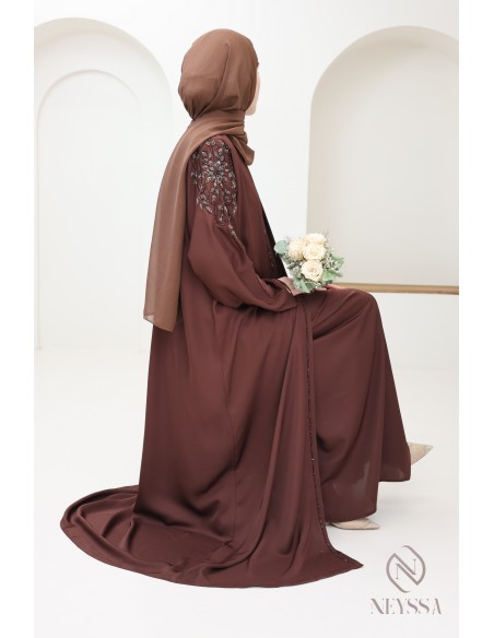 High-quality brown Eid kimono Abaya Dubai for women