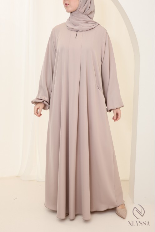Abaya Dubaï nude longue pour femme hijabi soie de nidah luxe