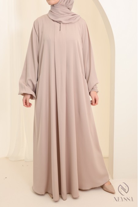 Abaya Dubaï nude longue pour femme hijabi soie de nidah luxe