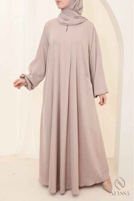 Abaya Dubaï nude longue pour femme hijabi soie de nidah luxe