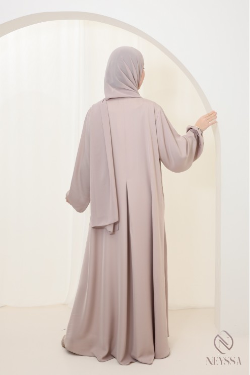 Abaya Dubaï nude longue pour femme hijabi soie de nidah luxe