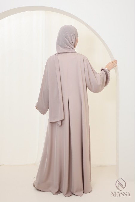Abaya Dubaï nude longue pour femme hijabi soie de nidah luxe