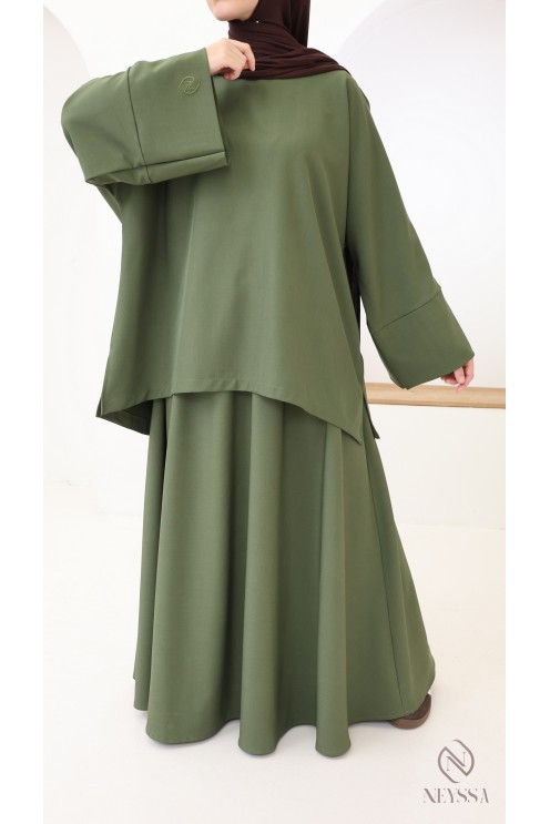 Jupe longue évasée pour femme tissu tailleur, haute qualité