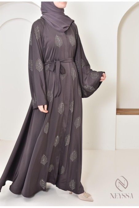 Abaya Dubai mit Strasssteinen, lang, für muslimische Frauen,